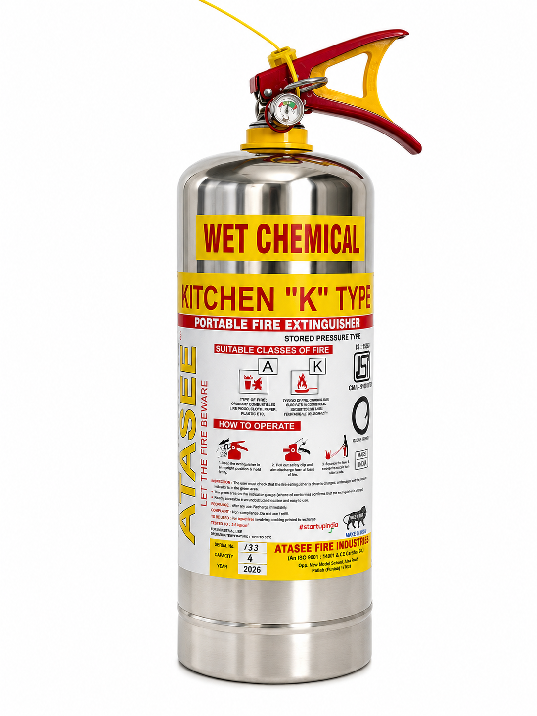 K Type Wet Chemical Fire Extinguisher (4kg) 
